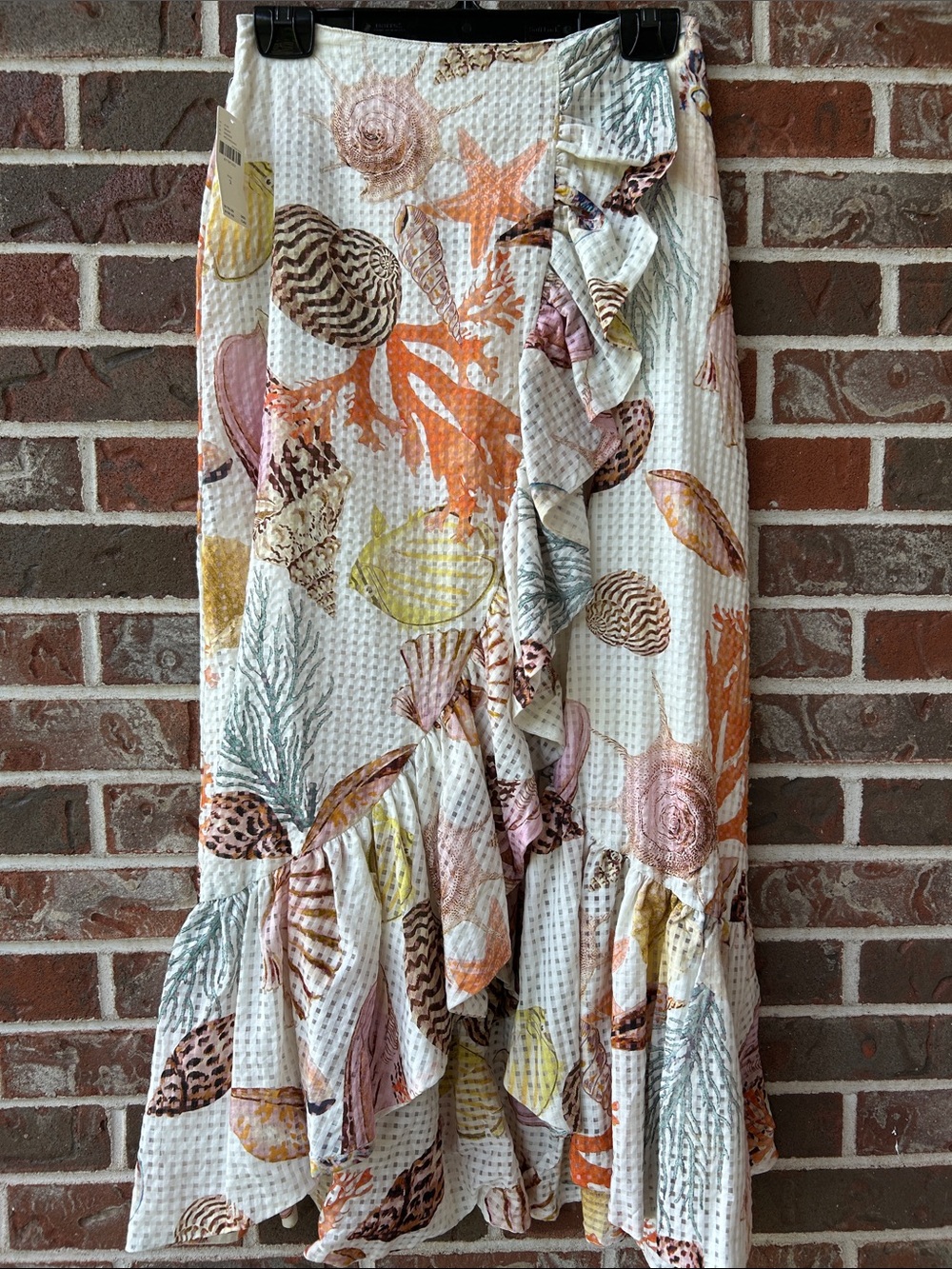 Maeve by Anthropologie Wrap Maxi Skirt with Natural Shell Print